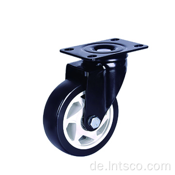 4 &quot;White PP Core Black PVC-Swivel-Rollen